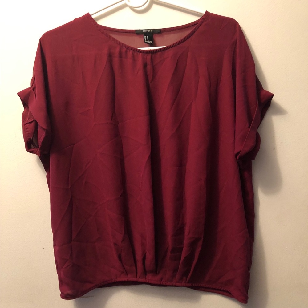 F21 Burgundy Blouse